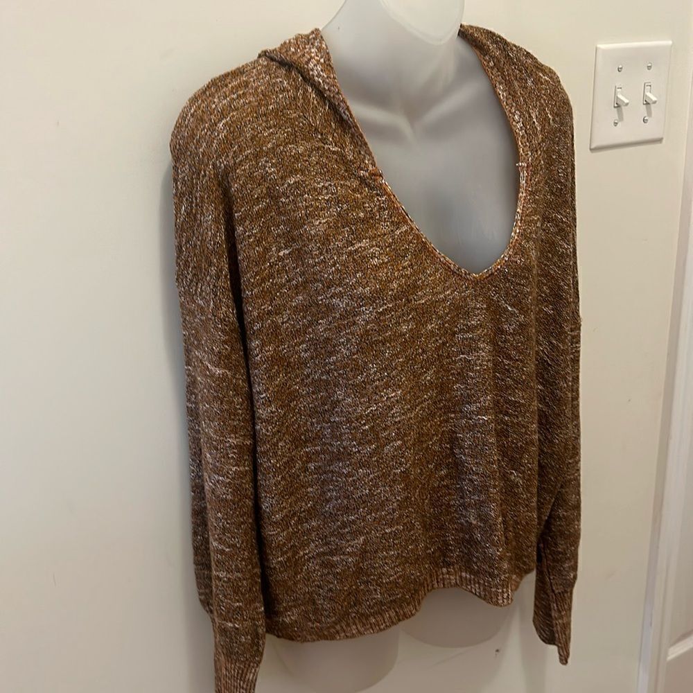 ABOUND plus size brown mark knit hoodie shirt blouse top Athleisure XXL NWT